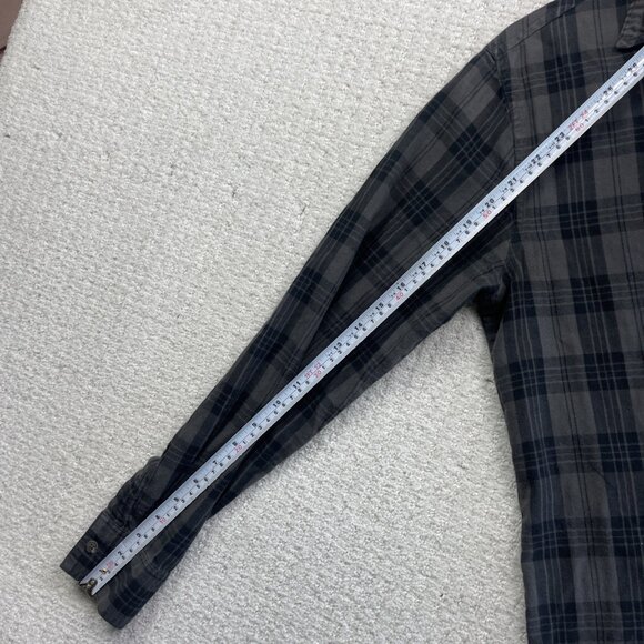 Le Temps des Cerises Plaid Button Up Shirt Men’s Sz S Gray Black Long Sleeve - Picture 9 of 14